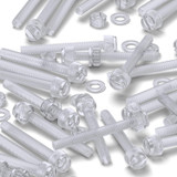50x viti acriliche trasparenti zigrinate a taglio M6 x 50mm dadi e rondelle