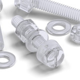 50x Clear Acrylic Slotted Knurled Thumbscrews M6 x 30 mm, Nuts & Washers