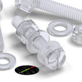50x Clear Acrylic Slotted Knurled Thumbscrews M6 x 30 mm, Nuts & Washers