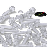 50x viti acriliche trasparenti zigrinate a taglio M6 x 30mm dadi e rondelle