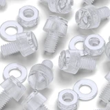 50x Clear Acrylic Slotted Knurled Thumbscrews M6 x 10 mm, Nuts & Washers
