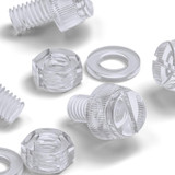 50x Clear Acrylic Slotted Knurled Thumbscrews M6 x 10 mm, Nuts & Washers