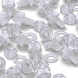 50x Clear Acrylic Slotted Knurled Thumbscrews M6 x 10 mm, Nuts & Washers