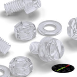 50x Clear Acrylic Slotted Knurled Thumbscrews M6 x 10 mm, Nuts & Washers