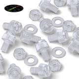 50x Clear Acrylic Slotted Knurled Thumbscrews M6 x 10 mm, Nuts & Washers