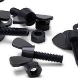 50x viti a farfalla in nylon nero M5 x 20 mm, dadi e rondelle