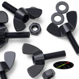 50x viti a farfalla in nylon nero M5 x 20 mm, dadi e rondelle