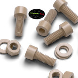 5x Natural PEEK Socket Head Screws & Bolts M8 x 20 mm, Nuts & Washers