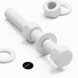 5x White PP Hex Head Plastic Screws & Bolts M12 x 100 mm, Nuts & Washers