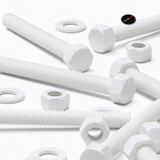 5x White PP Hex Head Plastic Screws & Bolts M12 x 100 mm, Nuts & Washers