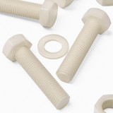 3x bulloni esagonali naturali in nylon PA66 M24 x 100 mm, dadi e rondelle