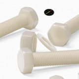 3x Natural Nylon Hex Head Screws & Bolts M24 x 100 mm, Nuts & Washers