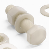 3x Natural Nylon Hex Head Screws & Bolts M24 x 100 mm, Nuts & Washers