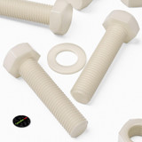 3x Natural Nylon Hex Head Screws & Bolts M24 x 100 mm, Nuts & Washers