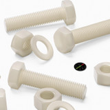 3x bulloni esagonali naturali in nylon PA66 M24 x 100 mm, dadi e rondelle