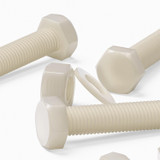 3x bulloni esagonali naturali in nylon PA66 M24 x 100 mm, dadi e rondelle