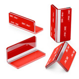 4x Angled L Brackets, 2.5 mm Clear Acrylic, Self-Adhesive, No Glue
