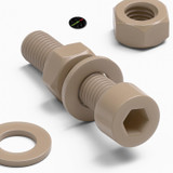 5x Natural PEEK Socket Head Screws & Bolts M8 x 40 mm, Nuts & Washers