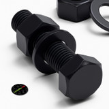 3x Black Nylon Hex Head Plastic Screws & Bolts M24 x 100 mm, Nuts & Washers