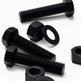 3x Black Nylon Hex Head Plastic Screws & Bolts M24 x 100 mm, Nuts & Washers