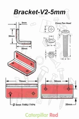 4x V2 5 mm Angled L Brackets, Clear Acrylic + 20x M5 Bolts, Self-Adhesive