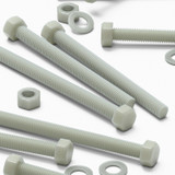 10x Natural Glass Filled Nylon Hex Head Screws M8 x 100 mm, Nuts & Washers