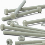 10x Natural Glass Filled Nylon Hex Head Screws M8 x 100 mm, Nuts & Washers
