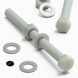 10x Natural Glass Filled Nylon Hex Head Screws M8 x 100 mm, Nuts & Washers