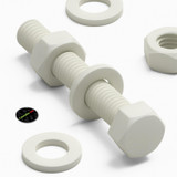 50x White PVC Hex Head Plastic Screws & Bolts M6 x 40 mm, Nuts & Washers