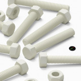 50x White PVC Hex Head Plastic Screws & Bolts M6 x 40 mm, Nuts & Washers
