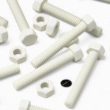 50x White PVC Hex Head Plastic Screws & Bolts M6 x 40 mm, Nuts & Washers