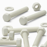 50x viti esagonali bianche in PVC M6 x 40 mm, dadi e rondelle