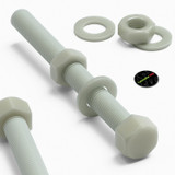 5x Natural Glass Filled Nylon Hex Head Screws M16 x 150 mm, Nuts & Washers