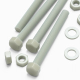 5x Natural Glass Filled Nylon Hex Head Screws M16 x 150 mm, Nuts & Washers