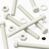 50x viti esagonali bianche in PVC M6 x 60 mm, dadi e rondelle