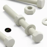 50x viti esagonali bianche in PVC M6 x 60 mm, dadi e rondelle