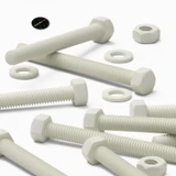 50x viti esagonali bianche in PVC M6 x 60 mm, dadi e rondelle