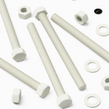 10x White PVC Hex Head Plastic Screws & Bolts M8 x 100 mm, Nuts & Washers
