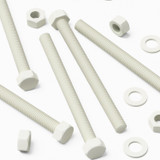 10x White PVC Hex Head Plastic Screws & Bolts M8 x 100 mm, Nuts & Washers