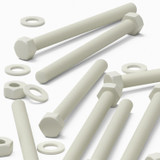10x White PVC Hex Head Plastic Screws & Bolts M8 x 100 mm, Nuts & Washers