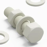 5x White PVC Hex Head Plastic Screws & Bolts M16 x 65 mm, Nuts & Washers