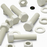 5x viti esagonali bianche in PVC M16 x 65 mm, dadi e rondelle