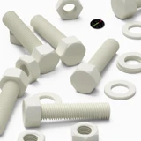 5x White PVC Hex Head Plastic Screws & Bolts M16 x 65 mm, Nuts & Washers