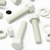 5x White PVC Hex Head Plastic Screws & Bolts M16 x 65 mm, Nuts & Washers