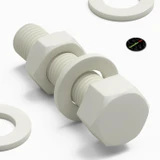 5x White PVC Hex Head Plastic Screws & Bolts M16 x 65 mm, Nuts & Washers