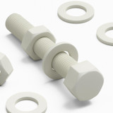 5x White PVC Hex Head Plastic Screws & Bolts M16 x 100 mm, Nuts & Washers
