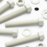 5x White PVC Hex Head Plastic Screws & Bolts M16 x 100 mm, Nuts & Washers