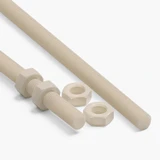 2x Natural Nylon PA66 M16 x 1000 mm Threaded Rods, Plastic Studding + 4 Nuts