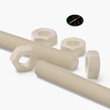 2x Natural Nylon PA66 M16 x 1000 mm Threaded Rods, Plastic Studding + 4 Nuts