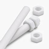 2x White PTFE M16 x 1000 mm Threaded Rods, Plastic Studding + 4 Nuts